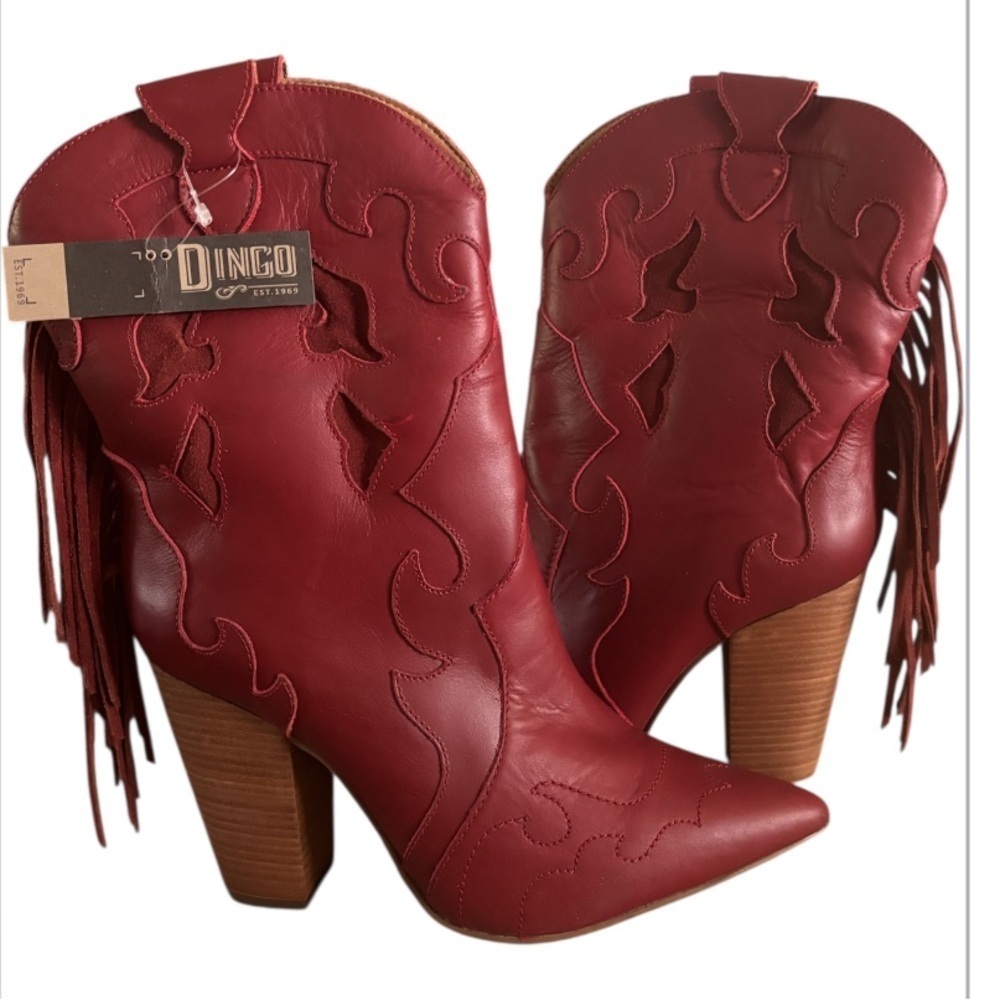 Dingo Lady's Night Pointed Toe Fringe Boots NWT